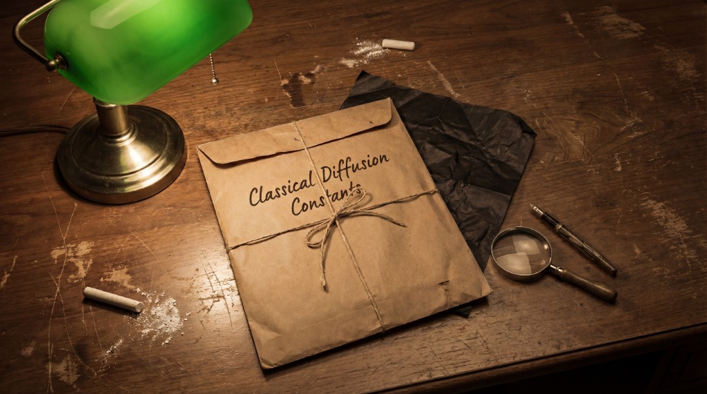 Classical Diffusion Constants envelope on a desk